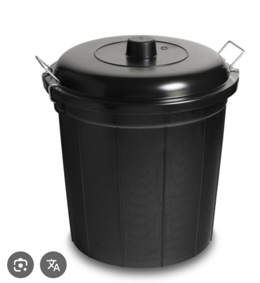 Black rubbish bin outdoor